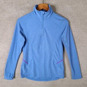 C9 Champion Pullover Womens‎ S/P Blue 1/4 Zip Mock Neck Semi Fitted Activewear